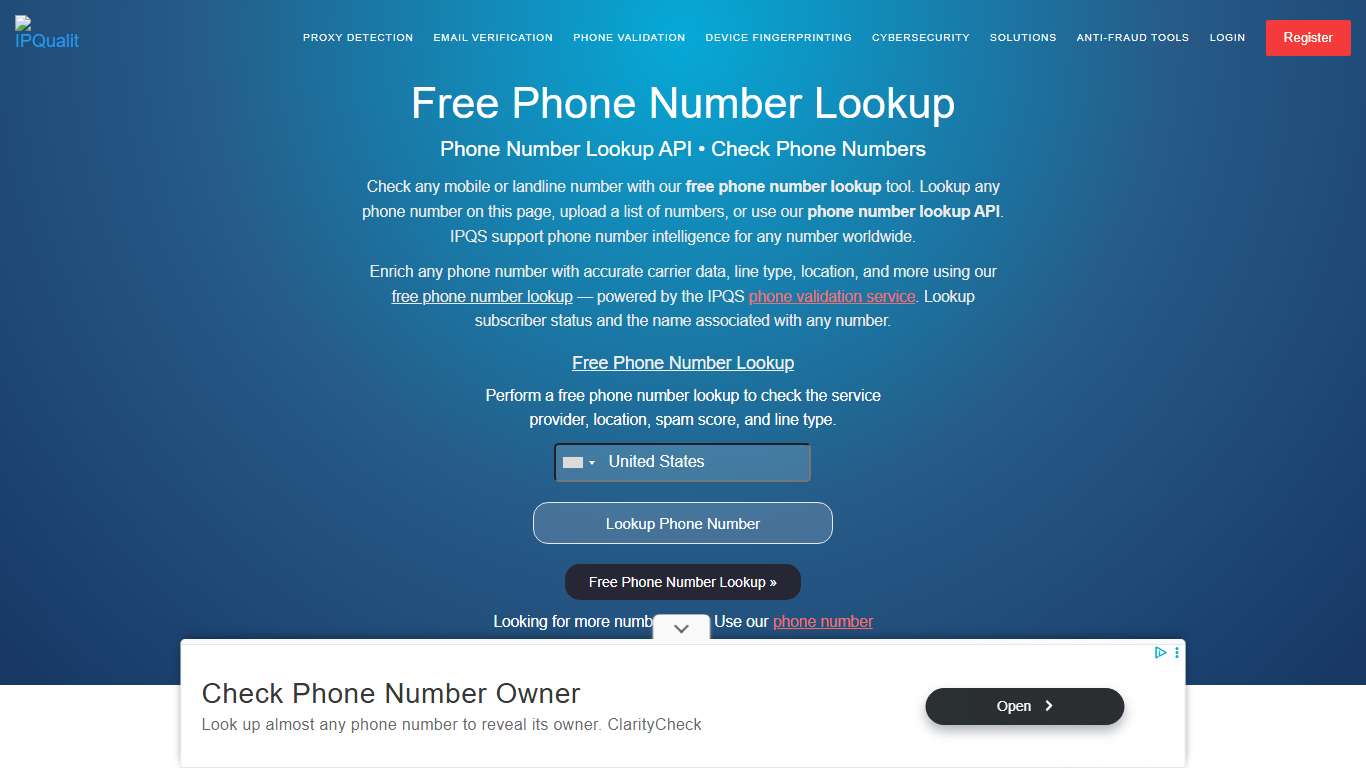 Free Phone Number Lookup Tool Phone Number Lookup API